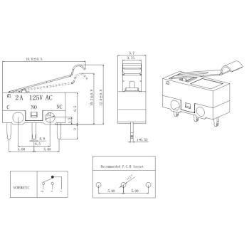 Subminiature microswitch with formed roller lever