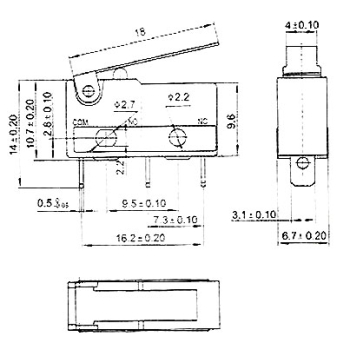 V4 microswitch dimensions