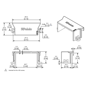 Dimension diagram of the Mounting Bracket for Standard-Size Servos. Units are mm over [inches].